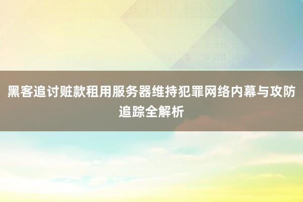 黑客追讨赃款租用服务器维持犯罪网络内幕与攻防追踪全解析